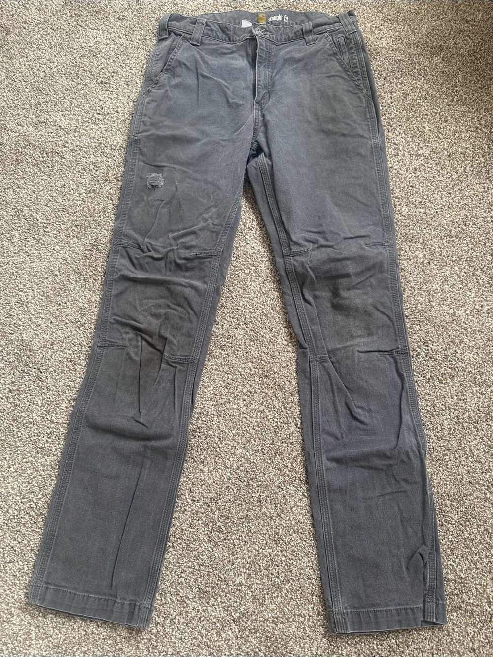 Carhartt Men's Straight Fit Jeans Gray with Yellow Logo